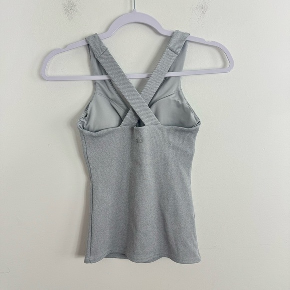 ALO YOGA Elevate Ribbed Crossover Grey Tank Top in Size Small - Picture 6 of 10